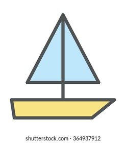 Sailing Yacht Bold Icon Illustration 