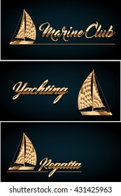 Sailing yacht. Business card template. Vector Illustration. Stationery Design
