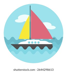 Sailing yacht flat vector icon. Graph symbol for travel and tourism web site and apps design, logo, app, UI