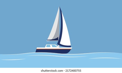 Sailing yacht floats on the water