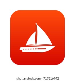 Sailing yacht icon digital red for any design isolated on white vector illustration