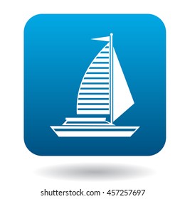 Sailing yacht icon in flat style on a white background