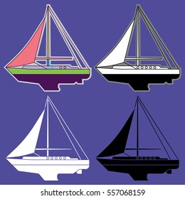 Sailing yacht icon.
Image ship with a sail using wind to move.