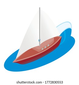 Sailing yacht icon. Isometric illustration of sailing yacht vector icon for web