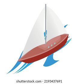 Sailing yacht icon isometric vector. New beautiful sailboat sailing on wave icon. Yachting, sailing, regatta