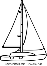 Sailing yacht icon in outline style. Coloring template for modification and customizing  according to a specific task. 