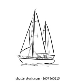 sailing yacht, icon vector sketch illustration