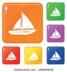 Sailing yacht icons set collection vector 6 color isolated on white background