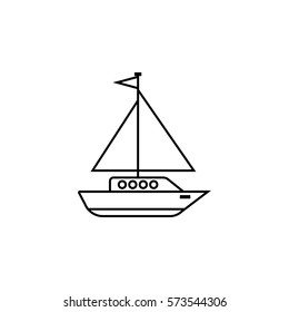 Sailing yacht line icon, travel & tourism, boat and ship, a linear pattern on a white background, eps 10.