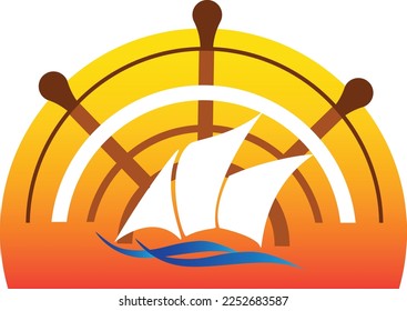 Sailing Yacht logo design illustration 