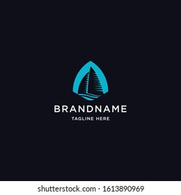 Sailing yacht logo design template vector illustration