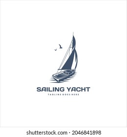 Sailing Yacht Logo Design Vector Image