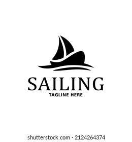 Sailing yacht logo design vector