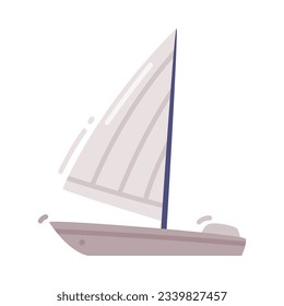 Sailing Yacht with Mast as Watercraft or Swimming Water Vessel Vector Illustration