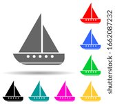 sailing yacht multi color style icon. Simple glyph, flat vector of transport icons for ui and ux, website or mobile application