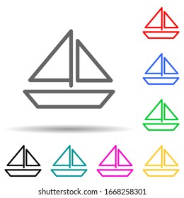 sailing yacht multi color style icon. Simple thin line, outline vector of web icons for ui and ux, website or mobile application