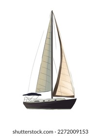 Sailing yacht from multicolored paints. Splash of watercolor, colored drawing, realistic. Vector illustration of paints