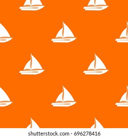 Sailing yacht pattern repeat seamless in orange color for any design. Vector geometric illustration