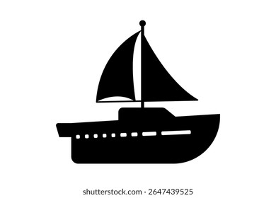 Sailing yacht with sailboat icon, simple and elegant boat design representing luxury travel, marine and nautical exploration icon