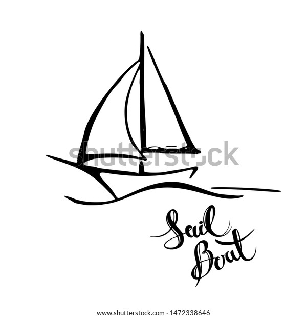 Sailing Yacht Sea Icon Line Doodle Stock Vector (Royalty Free ...
