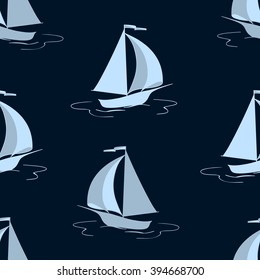 The sailing yacht. Seamless background. Marine and underwater themes.