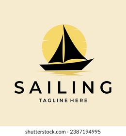 Sailing Yacht Silhouette Logo design vector