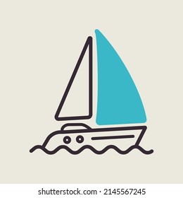 Sailing yacht vector icon. Graph symbol for travel and tourism web site and apps design, logo, app, UI