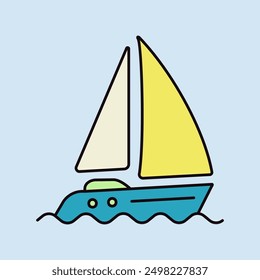 Sailing yacht vector icon. Graph symbol for travel and tourism web site and apps design, logo, app, UI