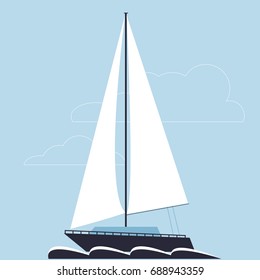 Sailing yacht.  Vector illustration.