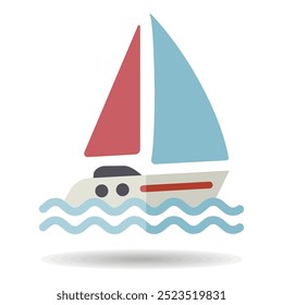 Icono aislado del Vector del yate de vela. Símbolo del gráfico para el diseño del Sitio web y de los App del viaje y del turismo, logotipo, App, UI