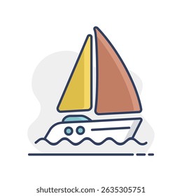 Sailing yacht vector isolated icon. Graph symbol for travel and tourism web site and apps design, logo, app, UI