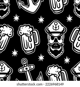 Sailor And Anchor Vector Pattern Illustration