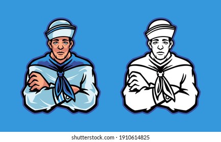 sailor with arms crossed vector illustration