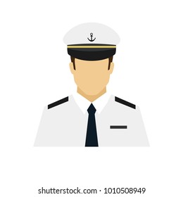 Sailor avatar icon. Profession logo. Male character. A man in professional clothes. People specialists. Flat simple vector illustration.