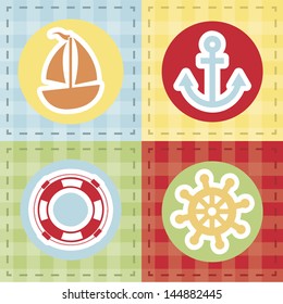 sailor  baby shower over grid background vector illustration