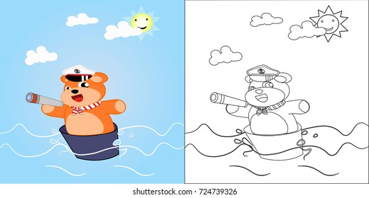 the sailor bear coloring book. vector cartoon illustration