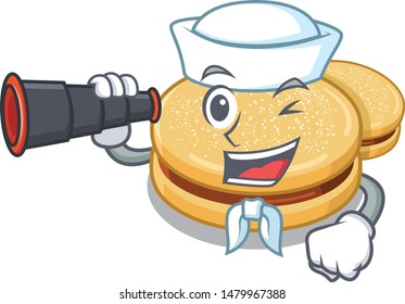 Sailor with binocular alfajores are baked in character 