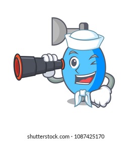 Sailor with binocular ambu bag mascot cartoon