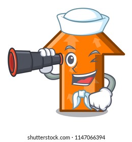 Sailor with binocular arrow mascot cartoon style