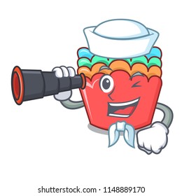 Sailor with binocular baking molds mascot cartoon