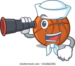 Sailor with binocular basket ball isolated in the mascot