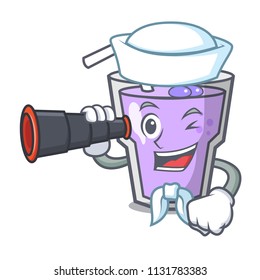 Sailor with binocular berry smoothie mascot cartoon
