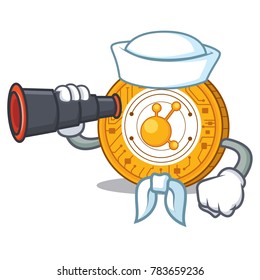 Sailor with binocular BitConnect coin character cartoon