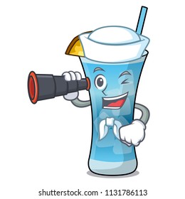Sailor with binocular blue hawaii mascot cartoon