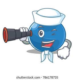 Sailor with binocular blueberry character cartoon style