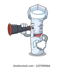 Sailor with binocular bolts cartoon on bike that isolated