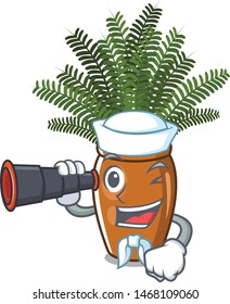 Sailor with binocular boston fern with the cartoon shape