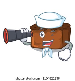 Sailor with binocular brownies mascot cartoon style