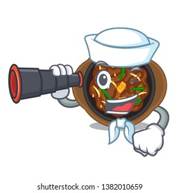 Sailor with binocular bulgogi in the a cartoon shape