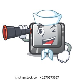 Sailor with binocular button F installed on cartoon computer